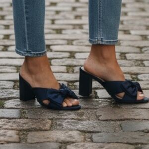 Draper James Navy Bow Heeled Sandals